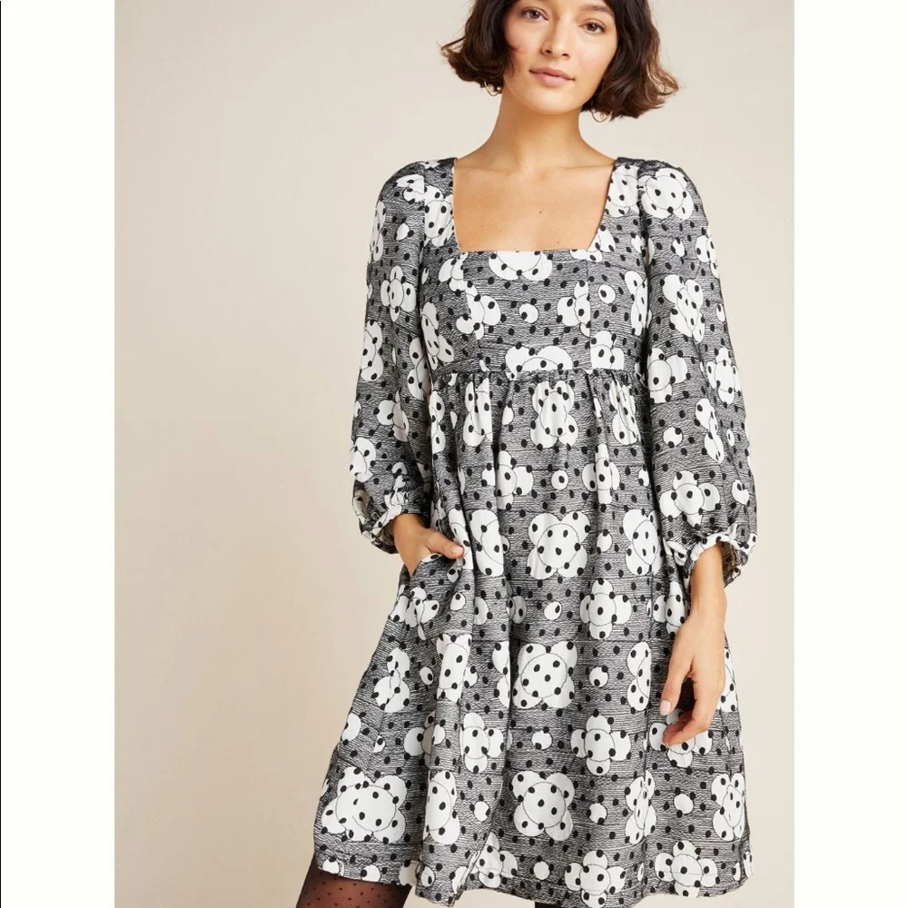✨ Anthropologie Jane Textured Babydoll Dress Sz 8 - Picture 1 of 7